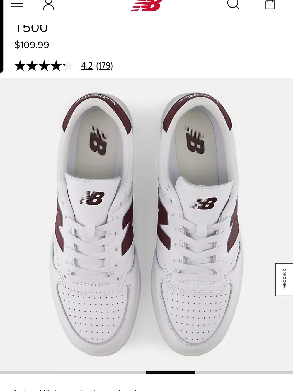 BRAND NEW New Balance White Sneakers with Burgundy N Accent men's 13